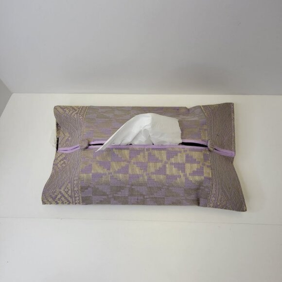 Home Accents Handwoven Gold Threaded Lilac Songket Tissue Box Cover - Picture 7 of 8
